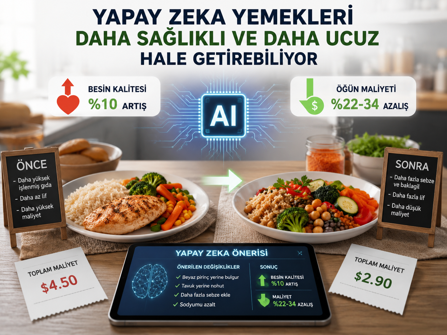 Yapay zeka yemekleri daha sağlıklı ve daha ucuz hale getirebiliyor