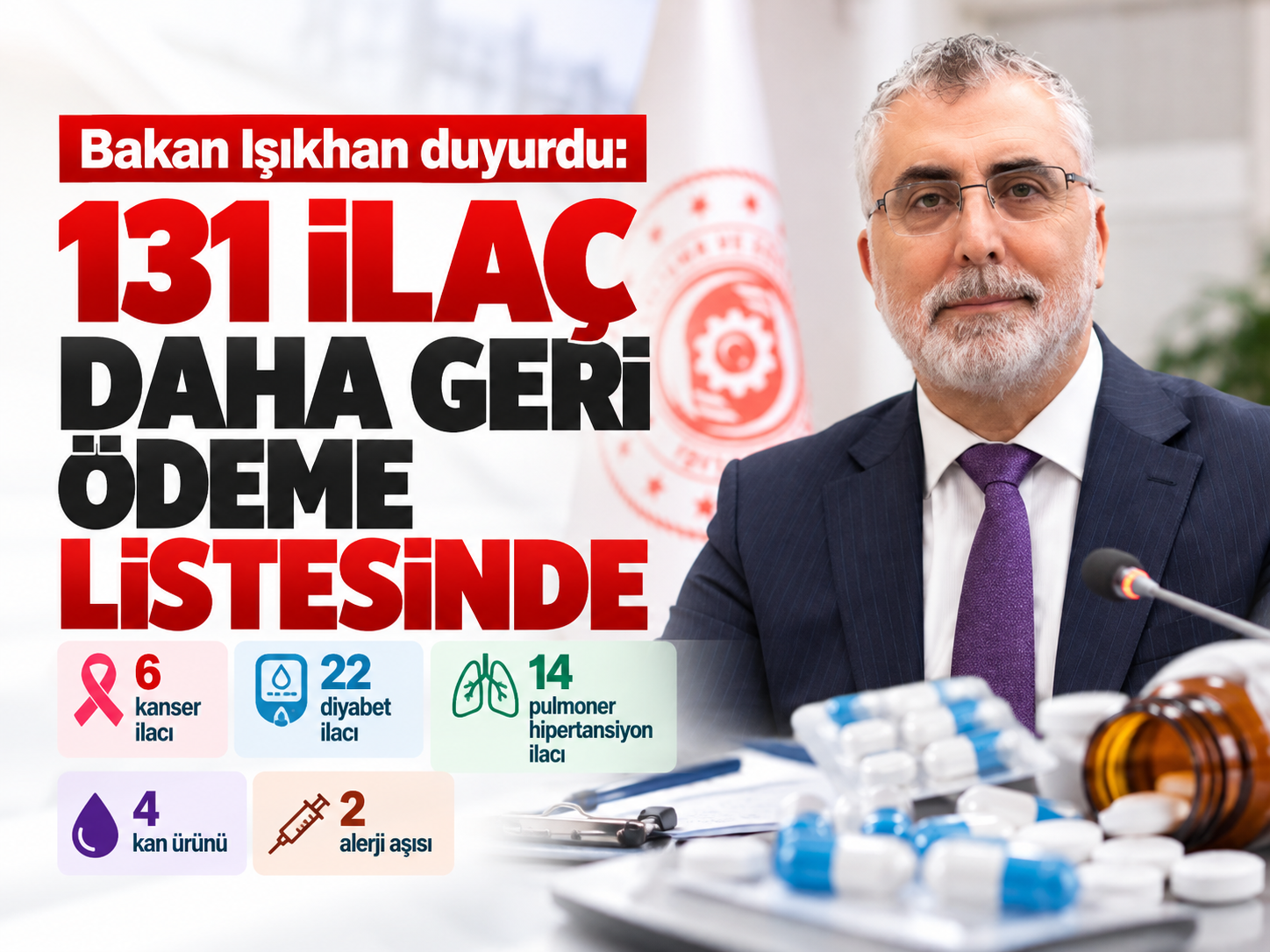 Bakan Işıkhan duyurdu: 131 ilaç daha geri ödeme listesinde